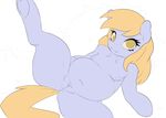  anthro anthrofied breasts chubby derpy_hooves_(mlp) equine eyelashes female friendship_is_magic grey_body hair horse loopend mammal my_little_pony navel nude one_leg_up plain_background pony pussy small_breasts smile solo spread_legs spreading white_background 