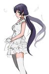  black_hair blue_eyes breasts dress feathers frilled_dress frills gloves large_breasts long_hair love_live! love_live!_school_idol_project low_twintails pas_(paxiti) scrunchie solo thighhighs toujou_nozomi twintails white_legwear work_in_progress 
