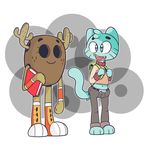  antlers backpack book butt cat cute duo feline female fur gumball_watterson horn male mammal penny_fitzgerald penny_fritzgerald the_amazing_world_of_gumball unknown_artist wristband 