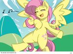 blush cutie_mark equine eyes_closed female feral fluttershy_(mlp) friendship_is_magic fur hair horse long_hair mammal my_little_pony open_mouth pegasus pink_hair pony singing smile solo the-unicorn-lord wings yellow_fur 