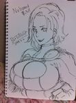  breasts butcha-u cleavage dc_comics eroquis large_breasts monochrome photo pixiv_manga_sample power_girl signature sketch smile solo 