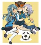  androgynous bad_id bad_pixiv_id ball blue_eyes blue_hair blush bodysuit brown_eyes brown_hair closed_eyes dark_emperors endou_mamoru fang fubuki_shirou full_body gloves goalkeeper grey_hair grin hair_down hair_over_one_eye hato_niku headband inazuma_eleven inazuma_eleven_(series) kazemaru_ichirouta long_hair male_focus multiple_boys one_eye_closed open_mouth raimon raimon_soccer_uniform sitting skin_tight smile soccer_ball soccer_uniform sportswear telstar wariza yaoi 