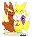  a.k.o.t. anthro barefoot blush breasts canine crossover digimon duo eyelashes female fox fur happy lagomorph long_ears looking_at_viewer lopunny mammal nintendo nipples one_eye_closed open_mouth pawpads paws pok&#233;mon pok&eacute;mon rabbit renamon smile squint sweat tongue unknown_artist video_games 