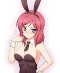  animal_ears breasts bunny_ears bunnysuit cleavage detached_collar large_breasts love_live! love_live!_school_idol_project necktie nishikino_maki purple_eyes red_hair short_hair solo surume_(clavis) wrist_cuffs 