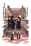  black_hair cat multiple_girls original purimari school_uniform 