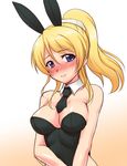  animal_ears ayase_eli blonde_hair blue_eyes blush bunny_ears bunnysuit detached_collar long_hair love_live! love_live!_school_idol_project necktie ponytail surume_(clavis) 