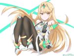 alternate_costume armor bare_shoulders blonde_hair closed_mouth commentary gem gloves grimmelsdathird headpiece highres hikari_(xenoblade_2) long_hair pantyhose simple_background sitting solo spirit_(super_smash_bros.) super_smash_bros. super_smash_bros._ultimate tiara twitter_username white_background xenoblade_(series) xenoblade_2 yellow_eyes 