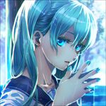  aqua_eyes aqua_hair bad_id bad_pixiv_id banned_artist hatsune_miku long_hair looking_at_viewer nail_polish s_tanly solo steepled_fingers vocaloid 