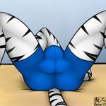  anthro aolun aolun_(artist) body_markings bulge clothing crotch faceless_male feline fur male mammal markings shorts solo stripes tiger white_tiger 