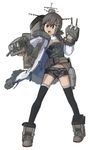  :o alternate_costume asagiri_asagi asagiri_asagi_(cosplay) black_hair coat cosplay ergot faux_traditional_media finger_on_trigger fubuki_(kantai_collection) full_body hair_ornament hairclip highres kantai_collection look-alike navel nippon_ichi open_mouth ponytail shoes short_hair shorts simple_background solo thighhighs trait_connection turret v-shaped_eyebrows white_background 