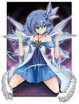  bad_id bad_pixiv_id bare_shoulders blue_eyes blue_hair glasses hair_ornament kneeling open_mouth piruluk short_hair solo syno wings wixoss 
