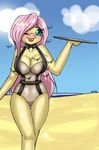  beach blue_eyes blush bow_tie breasts clothing cloud drunk equine female fingers fluttershy_(mlp) friendship_is_magic fur hair hands horse long_hair looking_at_viewer mammal my_little_pony one_eye_closed pegasus pink_hair pony seaside serving_tray sky smile smisa solo standing swim_suit tongue tongue_out wings wink yellow_fur 
