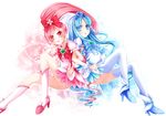  bad_id bad_pixiv_id blue_bow blue_eyes blue_hair blue_skirt boots bow cure_blossom cure_marine hair_ornament hanasaki_tsubomi heart heartcatch_precure! highres knee_boots kurumi_erika long_hair magical_girl multiple_girls no_choker pink_eyes pink_hair ponytail precure red_bow ribbon skirt smile thighhighs vivian_(lancerhd) white_legwear wrist_cuffs 