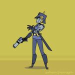  2d_animation animated clothed clothing daystone female gun handgun hedvika machine melee_weapon not_furry patreon pistol ranged_weapon robot shooting solo sword vanripper weapon 