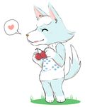  animal_crossing canine cherry eyes_closed female mammal nintendo plain_background skye_(animal_crossing) solo sweater video_games white_background wolf 