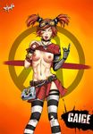 1girl artist_request bandaid borderlands flashing gaige tongue tongue_out 