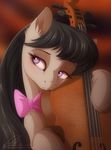  black_hair bow_tie cello dennybutt equine female feral friendship_is_magic hair holding horse leaning looking_away mammal musical_instrument my_little_pony octavia_(mlp) pony portrait purple_eyes solo 