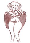  anthro blush breasts caprine dress female horn lifting_shirt mammal monochrome muffy nintendo sheep skirt skirt_lift solo thick_thighs under_boob video_games wide_hips 