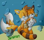  anthro breast_grab breasts bubble female fox_tail hi_res marine marine_the_raccoon miles_prower multiple_tails pussy sega senshion sonic_(series) tails tit_grabbing underwater water 