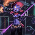 anthro belt breasts cleavage clothed clothing drxsmokey erect_nipples female hair navel nintendo nipples open_mouth pok&#233;mon pok&eacute;mon red_eyes red_hair tongue tongue_out video_games weavile wide_hips 