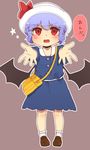  bad_id bad_pixiv_id bag blue_dress bobby_socks carry_me dress italy-love kindergarten kindergarten_bag kindergarten_uniform lavender_hair outstretched_arms reaching red_eyes remilia_scarlet shoes slit_pupils socks solo standing touhou younger 