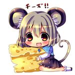  animal_ears cheese chibi chocolat_(momoiro_piano) food grey_hair mouse_ears mouse_tail nazrin red_eyes short_hair solo tail touhou 