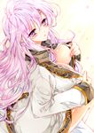  bad_id bad_pixiv_id bariko blush breasts diadora_(fire_emblem) fire_emblem fire_emblem:_seisen_no_keifu highres large_breasts light_rays long_hair looking_at_viewer nipples no_bra no_pants open_clothes open_mouth open_shirt purple_eyes purple_hair shirt sitting solo star undressing 