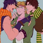  blonde_hair blue_hair brown_hair caesar_anthonio_zeppeli dual_persona headband jojo_no_kimyou_na_bouken joseph_joestar_(young) kock_k male_focus multiple_boys palette_swap scarf 