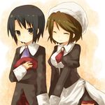  1girl brown_hair closed_eyes hat kanon_(umineko) maid necktie shannon short_hair umineko_no_naku_koro_ni yuzuki_(yuduame) 