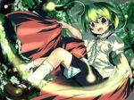  antennae blue_eyes cape fireflies green_hair sanoharu solo touhou wriggle_nightbug 