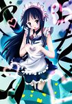  akiyama_mio alternate_costume apron bangs black_hair blue_eyes blunt_bangs blush dengshuyu enmaided headdress heart heart_hands hime_cut k-on! long_hair maid moe_moe_kyun! skirt solo ticket 