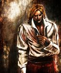  bccp blonde_hair facial_hair highres male_focus manly mustache open_clothes open_shirt rugal_bernstein shirt solo the_king_of_fighters 