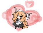  chibi fang heart heart_hands horns ibuki_suika long_hair maid md5_mismatch moe_moe_kyun! orange_hair parody solo touhou yanagi_(nurikoboshi) 