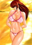  bikini breasts covered_nipples dead_or_alive kasumi_(doa) large_breasts shiny shiny_skin shu-z sky solo swimsuit water 