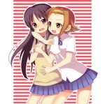  akiyama_mio hairband hug hug_from_behind k-on! multiple_girls school_uniform striped subaru_(yachika) tainaka_ritsu tomboy vest 