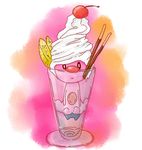  bad_pixiv_id banana cherry dessert food food_as_clothes fruit gen_4_pokemon hatoketu ice_cream lowres mime_jr. no_humans parfait pocky pokemon pokemon_(creature) simple_background solo whipped_cream white_background 