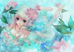  barefoot breasts cleavage flower highres large_breasts long_hair macross macross_frontier sheryl_nome solo usa_gintarou 