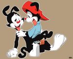 anal_penetration animaniacs bottomless brothers butt crazedg duo gay hat incest male penetration penis plain_background sibling tongue tongue_out wakko_warner yakko_warner 