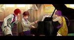  brown_eyes brown_hair dress hand_in_pocket highres horikawa_raiko instrument jacket letterboxed long_hair long_sleeves multiple_girls music necktie onion_(onion_and_pi-natto) open_clothes open_jacket open_mouth piano playing_instrument playing_piano purple_hair red_eyes red_hair shirt short_hair sitting skirt touhou tsukumo_benben tsukumo_yatsuhashi twintails very_long_hair yellow_dress 