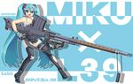  39 anti-tank_rifle aqua_eyes aqua_hair bandaid bikini_top bipod character_name fang gloves gun hase_yu hatsune_miku headset huge_weapon lahti_l39 long_hair open_mouth rifle skirt solo thighhighs torn_clothes torn_legwear twintails very_long_hair vocaloid weapon 