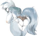  big_butt blue_fur breasts butt canine dog female fur hair husky mammal nipples solo tongue white_fur white_hair wide_hips yellow_eyes yoona 