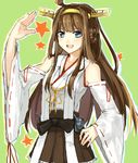  aaa_(s-e-r-i) bad_id bad_pixiv_id blue_eyes brown_hair detached_sleeves hand_on_hip headgear kantai_collection kongou_(kantai_collection) long_hair nontraditional_miko solo 