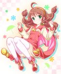  ahoge brown_hair cape full_body green_eyes hairband jacket lilka_eleniak long_hair low-tied_long_hair pink_cape ratryu red_cape shoes skirt smile solo thighhighs tri_tails white_legwear wild_arms wild_arms_2 yellow_hairband zettai_ryouiki 