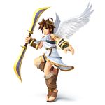 1boy absurdres angel blue_eyes bow brown_hair highres huge_filesize incredibly_absurdres kid_icarus male male_focus nintendo pit pit_(kid_icarus) solo super_smash_bros. sword t1boy weapon wings 