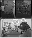  anthro bear biceps big_muscles bulge canine clothing comic donryu fox gay jared male mammal monochrome mouse muscles necktie pants pecs penis rodent rough_day 