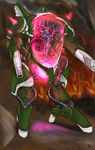  feline female fire green_eyes hair jenny machine mammal mechanical pink_hair robot s-nina smoke 