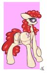  anus big_ears clitoral_winking clitoris cutie_mark earth_pony equine eyewear female feral friendship_is_magic fur glasses hair hi_res horse looking_at_viewer mammal midnightstargazer midnightstargazerart my_little_pony nude pony presenting pussy red_hair simple_background smile solo twist_(mlp) 