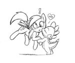  &lt;3 2014 blush cute cutie_mark derp_eyes derpy_hooves_(mlp) dragon duo equine eyes_closed female feral flying friendship_is_magic horse kissing male mammal mickeymonster my_little_pony pegasus plain_background pony spike_(mlp) white_background wings 
