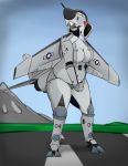  aircraft airplane alternate_species anthro black_nose breasts f-4 female humanoid humanoidized jet living_aircraft living_machine machine marines not_furry outside phantom slightly_chubby solo solo_focus tagme vietnam 