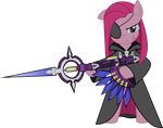  alpha_channel blue_eyes cloak crossover earth_pony equine eye-patch eye_patch eyewear female friendship_is_magic fur hair hi_res horse jackos92 kingdom_hearts looking_at_viewer mammal my_little_pony pink_fur pink_hair pinkie_pie_(mlp) plain_background pony scar solo transparent_background vector weapon 